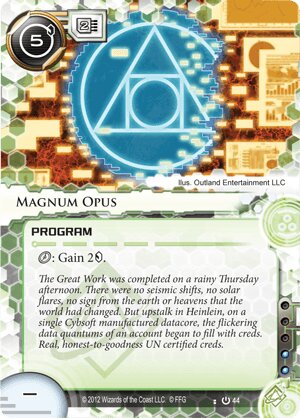 MAGNUM OPUS Android Netrunner LCG FFG ANR Promo Card Alt Art NM/Never Used